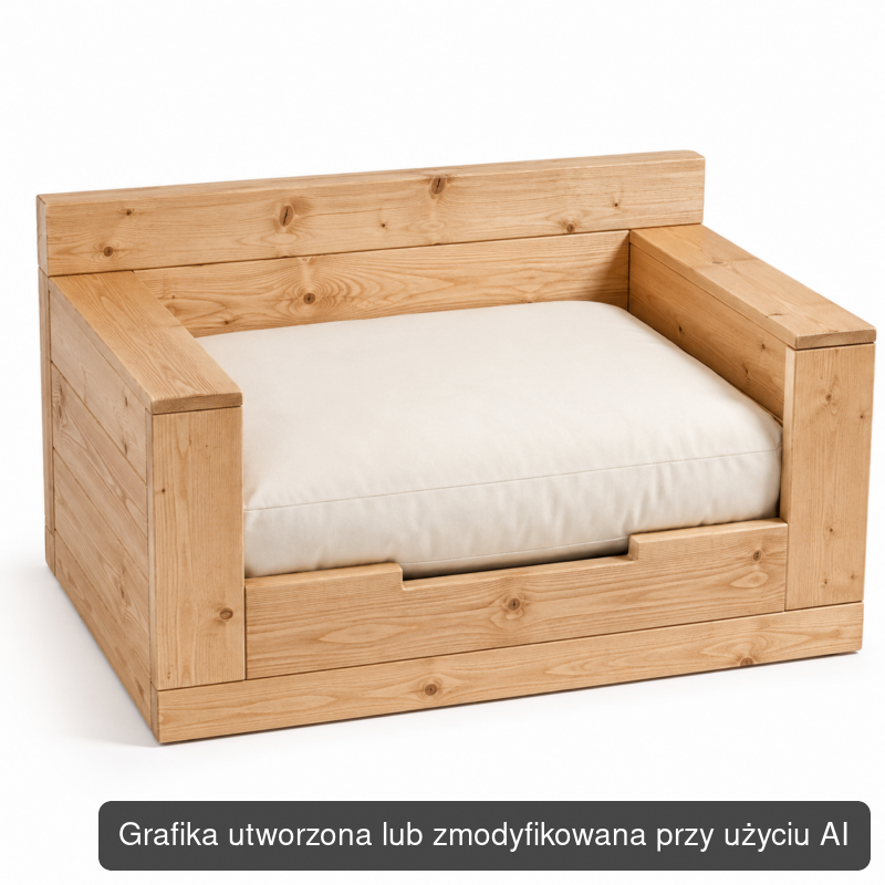 Drewniany fotel-legowisko dla psa L 90 × 65 × 45 cm