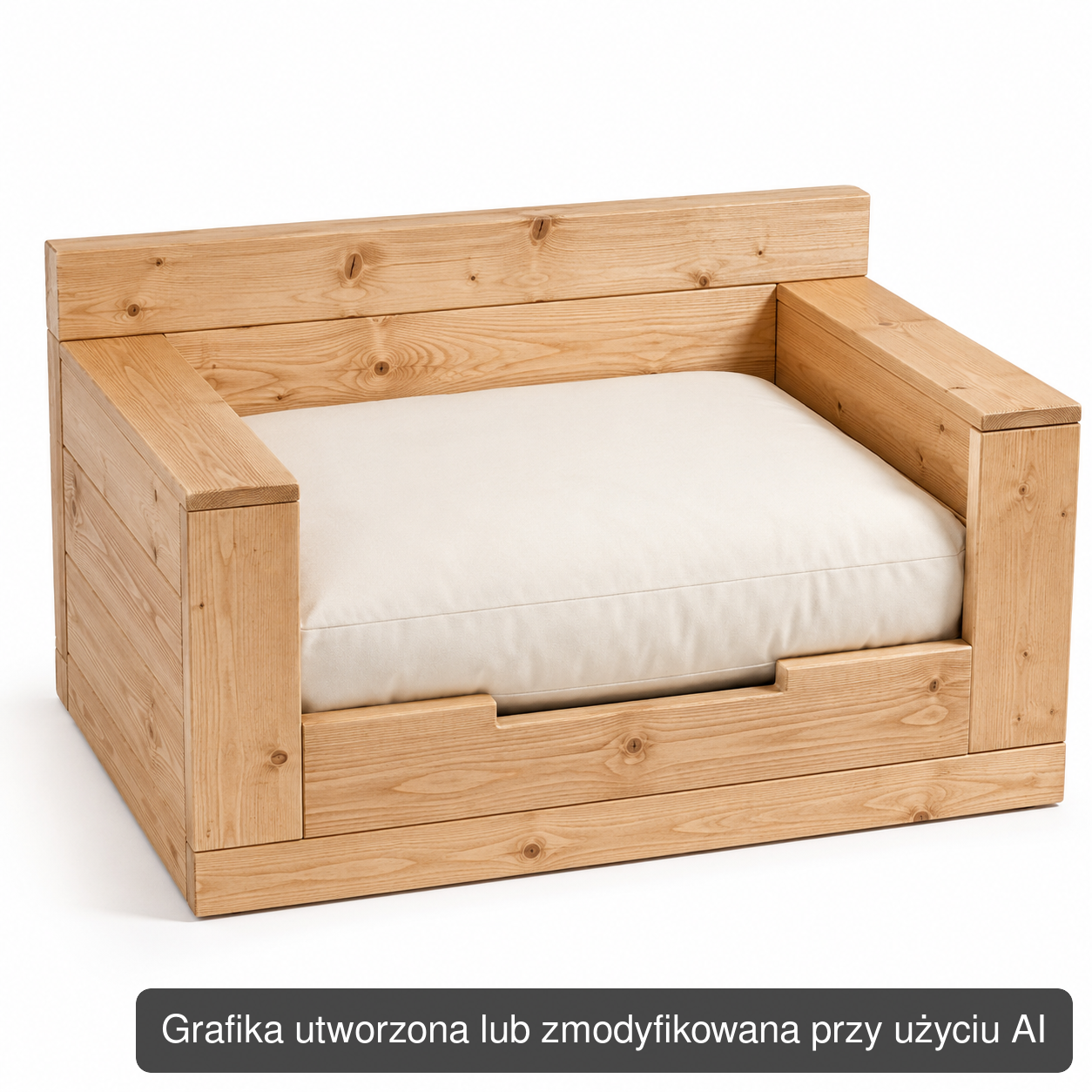 Drewniany fotel-legowisko dla psa L 90 × 65 × 45 cm