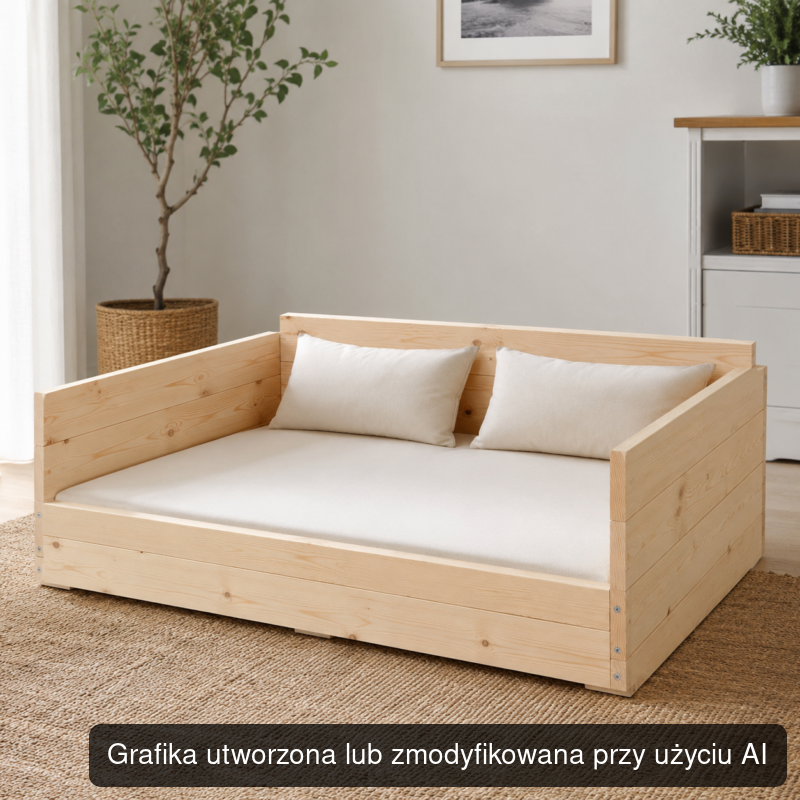 Drewniana sofa-legowisko dla psa M 80 × 55 × 38 cm