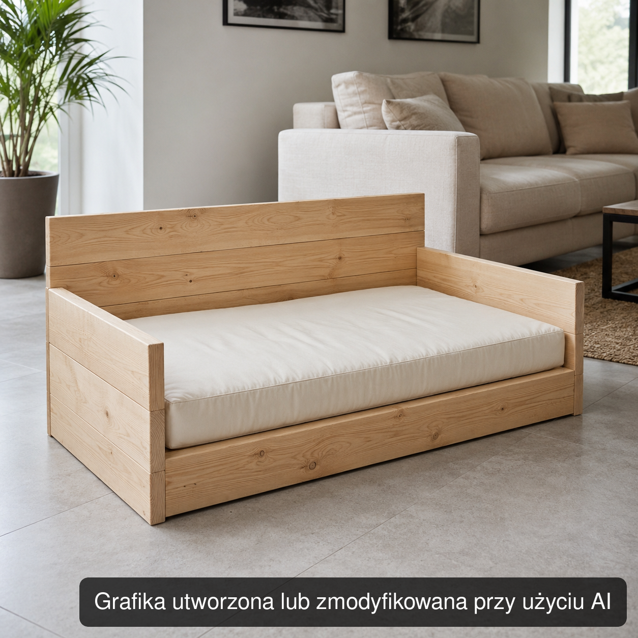 Drewniana sofa-legowisko dla psa L 100 × 70 × 42 cm