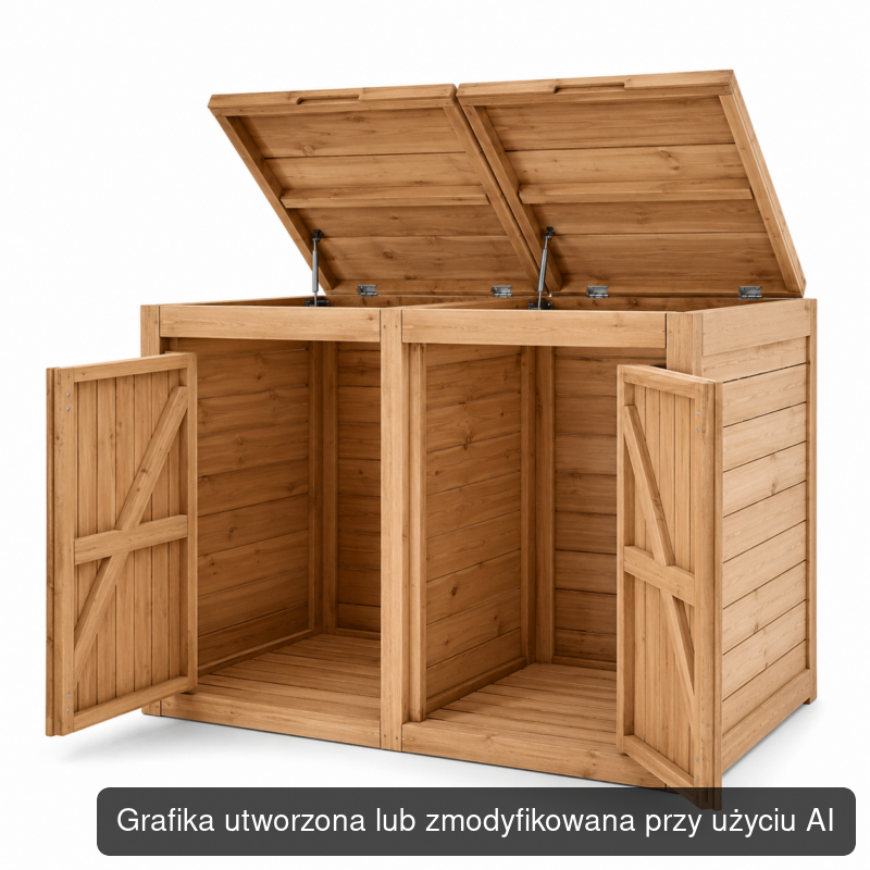 Drewniana zabudowa na 2 kosze 120–240 l 150 × 85 × 125 cm