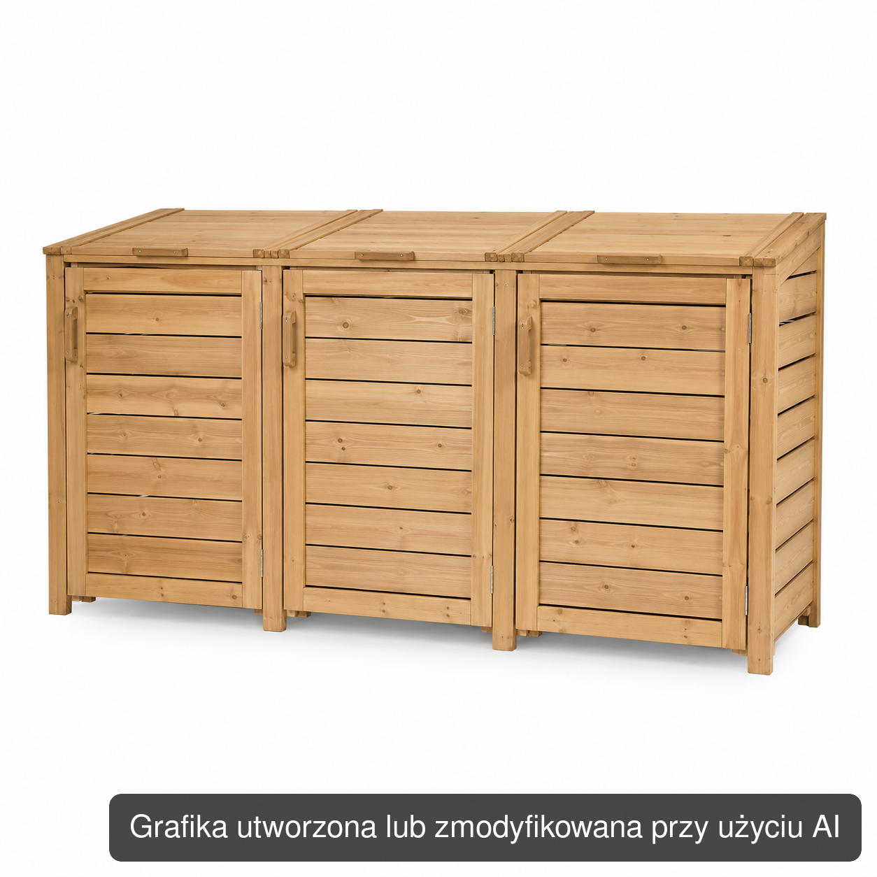 Drewniana zabudowa na 3 kosze 120–240 l 225 × 85 × 125 cm