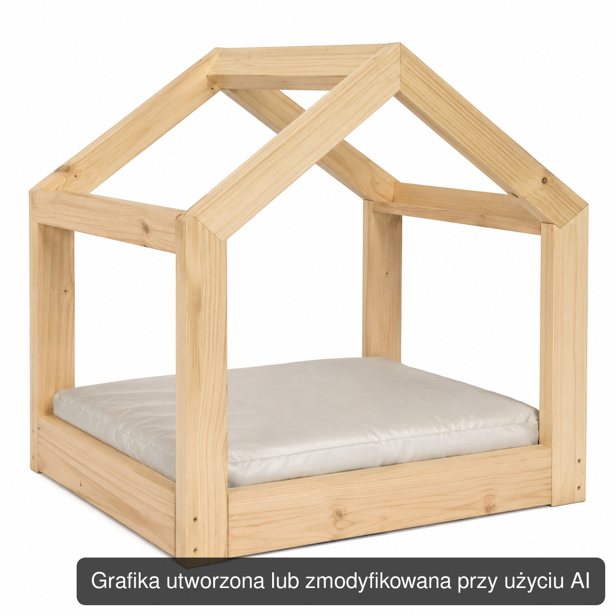 Drewniane łóżko dla psa w kształcie domku S 60 × 45 × 60 cm