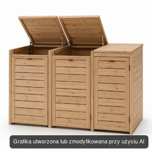 Drewniana zabudowa na 2 kosze ze schowkiem 150 × 85 × 125 cm