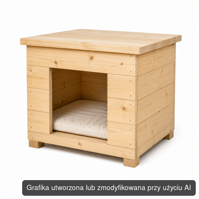 Drewniany domek-stolik dla psa S 55 × 45 × 55 cm