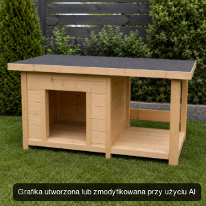 Drewniana buda dla psa z bocznym tarasem S 80 × 55 × 60 cm