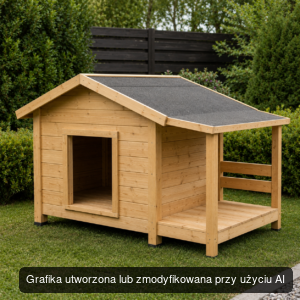 Drewniana buda dla psa z bocznym tarasem M 100 × 70 × 75 cm