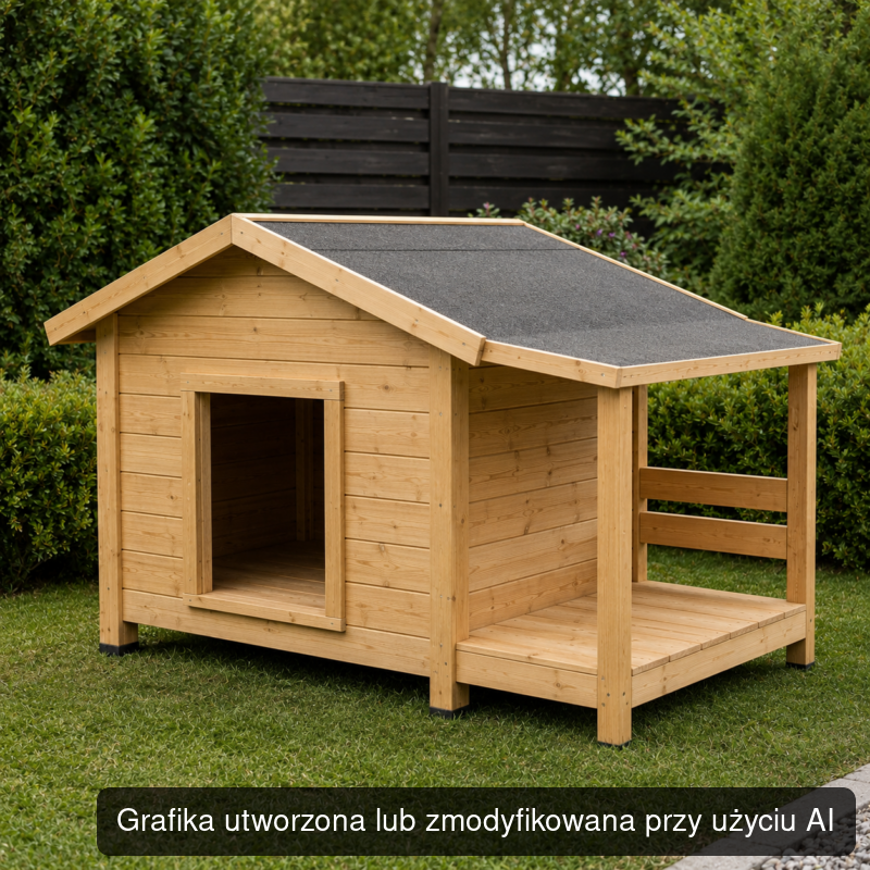 Drewniana buda dla psa z bocznym tarasem M 100 × 70 × 75 cm