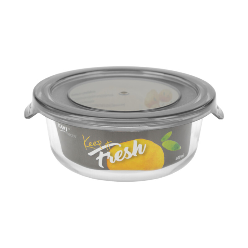 Pojemnik ze szkła żaroodpornego KEEP IT FRESH 400 ml (okrągły), szary