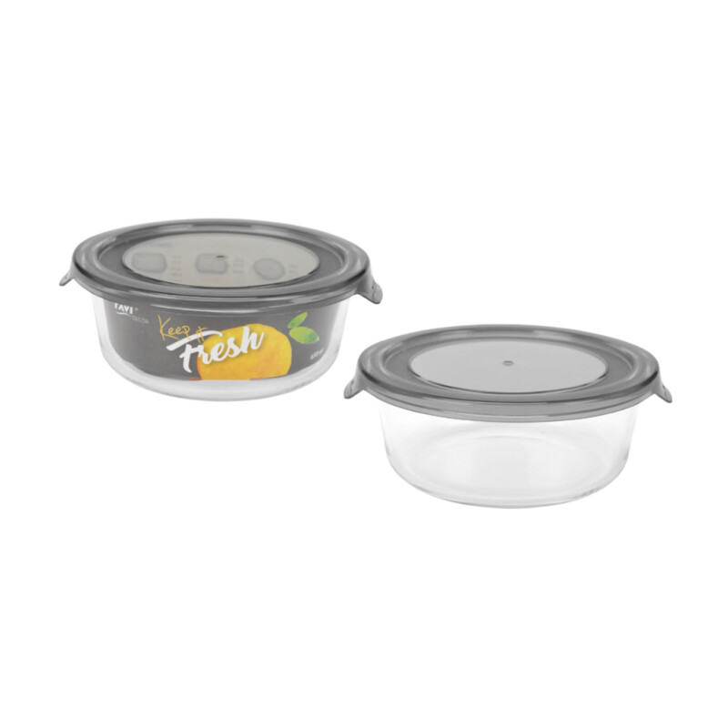 Pojemnik ze szkła żaroodpornego KEEP IT FRESH 650 ml (okrągły), szary