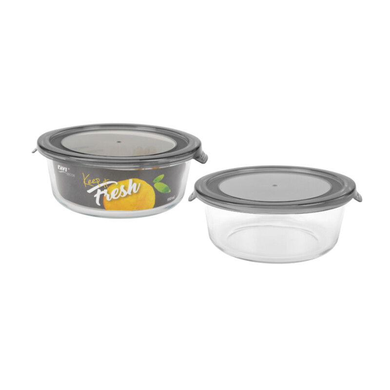 Pojemnik ze szkła żaroodpornego KEEP IT FRESH 950 ml (okrągły), szary