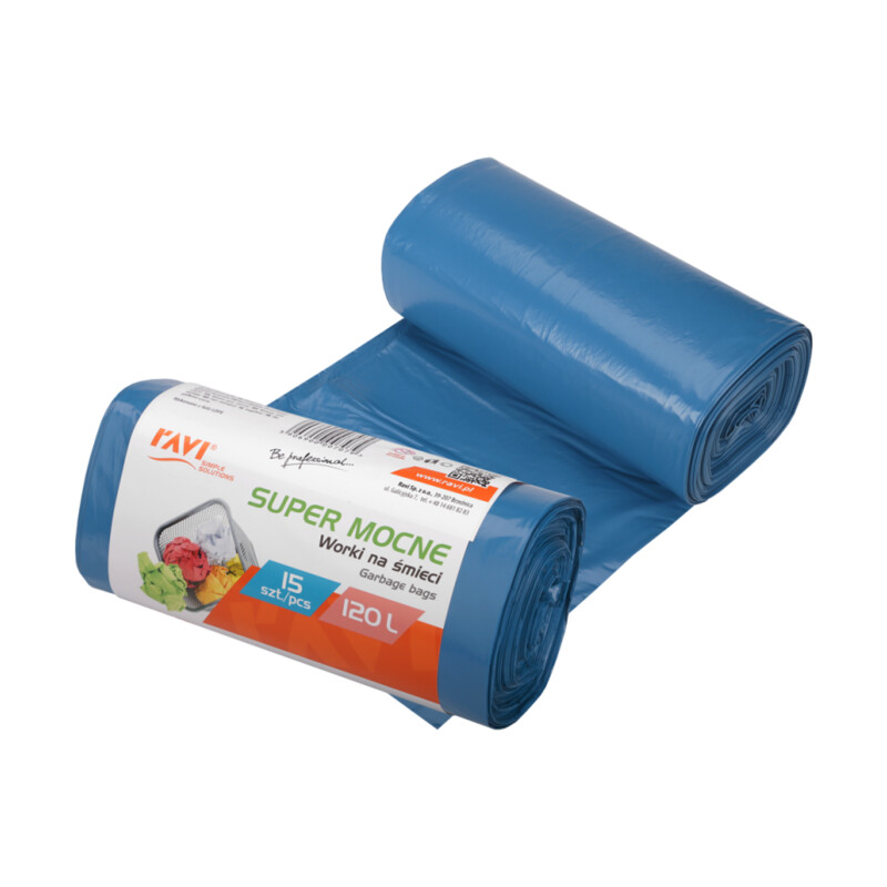Worki na śmieci 120 l 70 × 110 cm/15 szt. LDPE