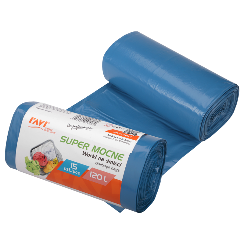 Worki na śmieci 120 l 70 × 110 cm/15 szt. LDPE