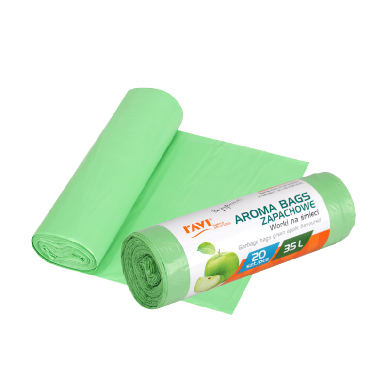 Worki na śmieci Aroma Bags Zielone Jabłuszko, 35 l – 20 szt.
