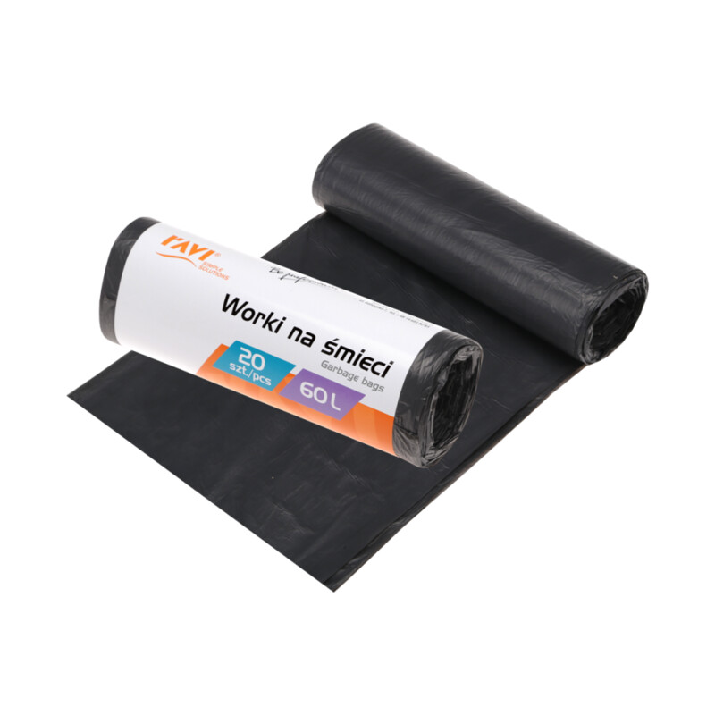 Worki na śmieci 60 l 60 × 80 cm 20 szt. HDPE