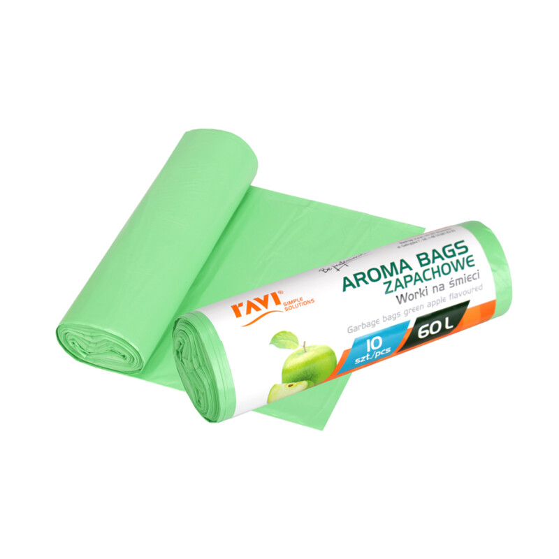 Worki na śmieci Aroma Bags Zielone Jabłuszko, 60 l – 10 szt.