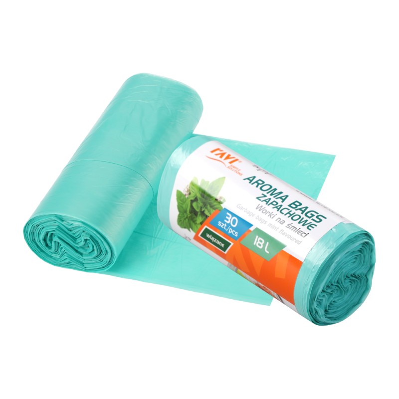 Wiązane worki na śmieci Aroma Bags Miętowe 18 l, 30 szt.