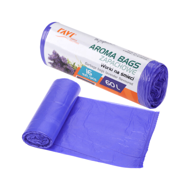 Wiązane worki na śmieci Aroma Bags Lawendowe 60 l, 16 szt.