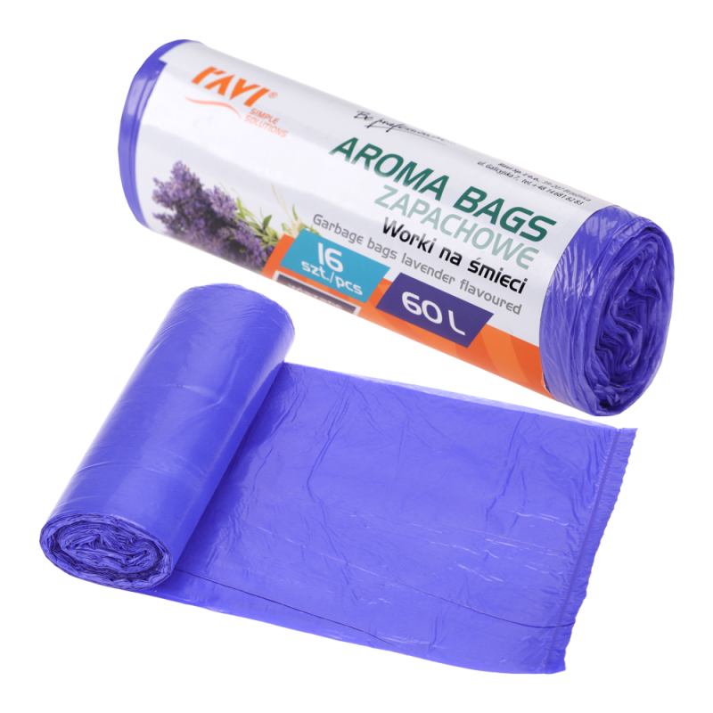 Wiązane worki na śmieci Aroma Bags Lawendowe 60 l, 16 szt.