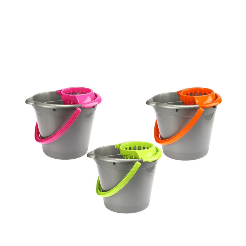 Wiadro 12 l z wyciskaczem DARK NEON srebrne