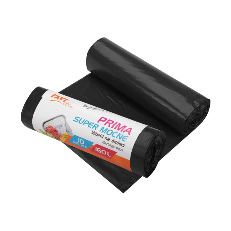 Worki na śmieci Prima 160 l LDPE czarne – 10 szt.