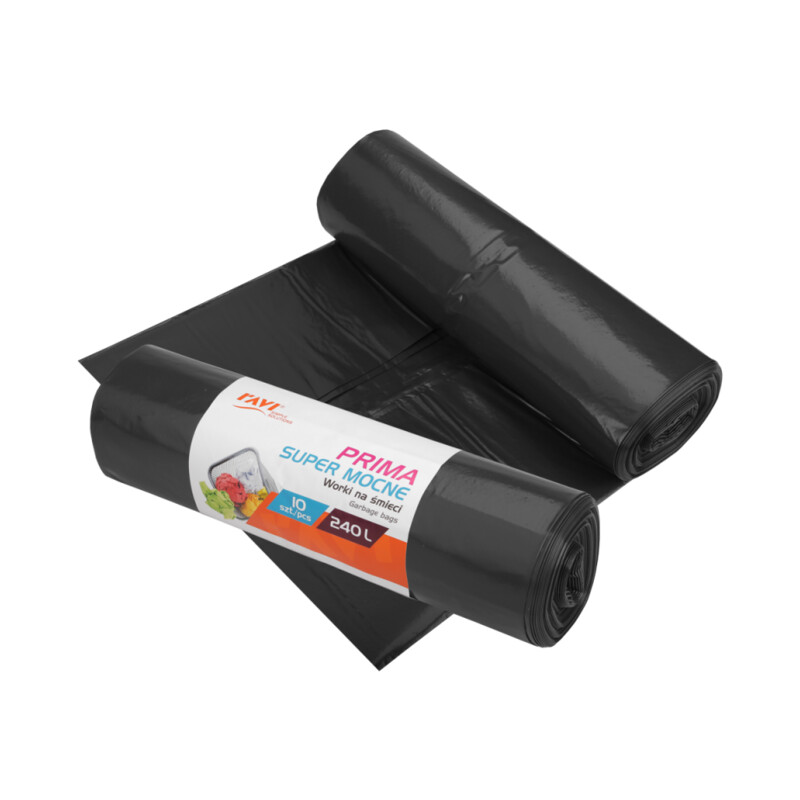 Worki na śmieci Prima 240 l LDPE czarne – 10 szt.