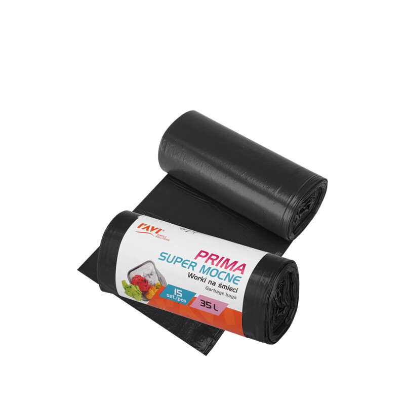 Worki na śmieci Prima 35 l LDPE czarne – 15 szt.