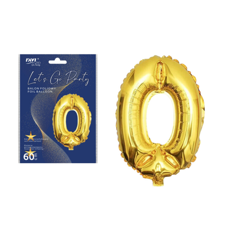 LGP Balon foliowy 60 cm CYFRA 0, złoty