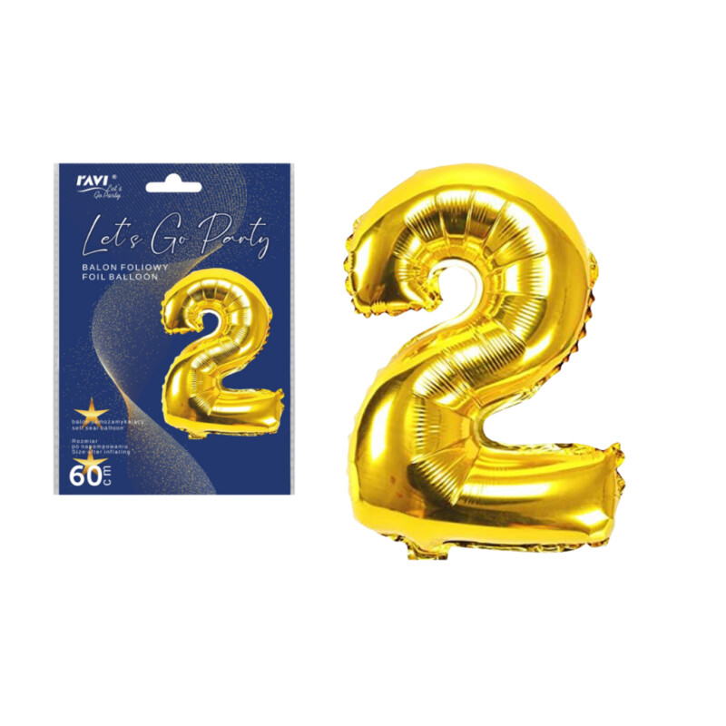 LGP Balon foliowy 60 cm CYFRA 2, złoty