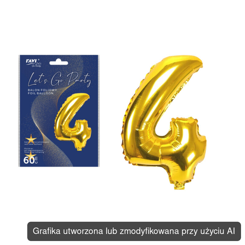 LGP Balon foliowy 60 cm CYFRA 4, złoty