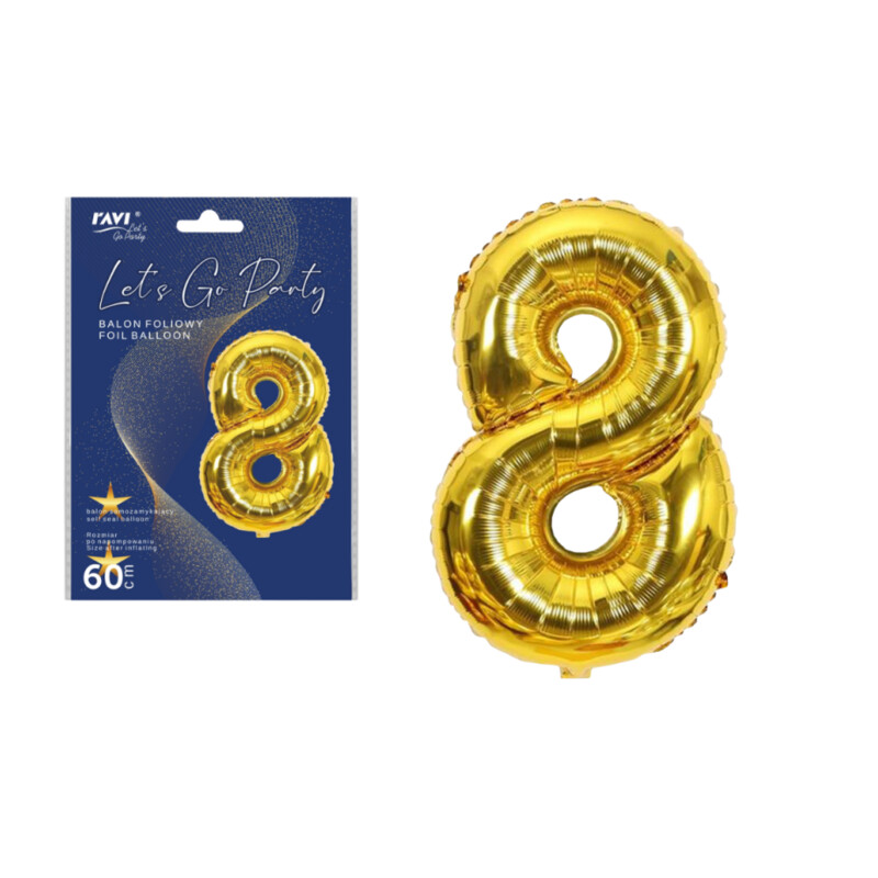 LGP Balon foliowy 60 cm CYFRA 8, złoty