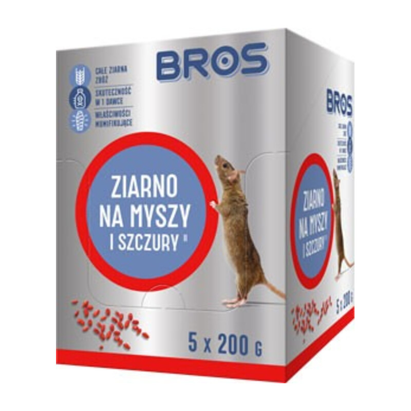 BROS-ziarno na myszy i szczury 1 kg – 5 x doypack 200 g