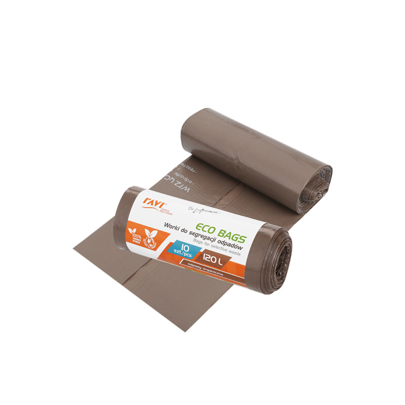 Worki Eco Bags 120 l, 10 szt. brązowe biodegradowalne