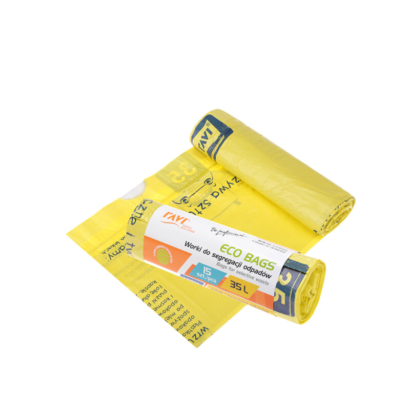 Worki Eco Bags z taśmą 35 l, 15 szt. żółte (plastiki)