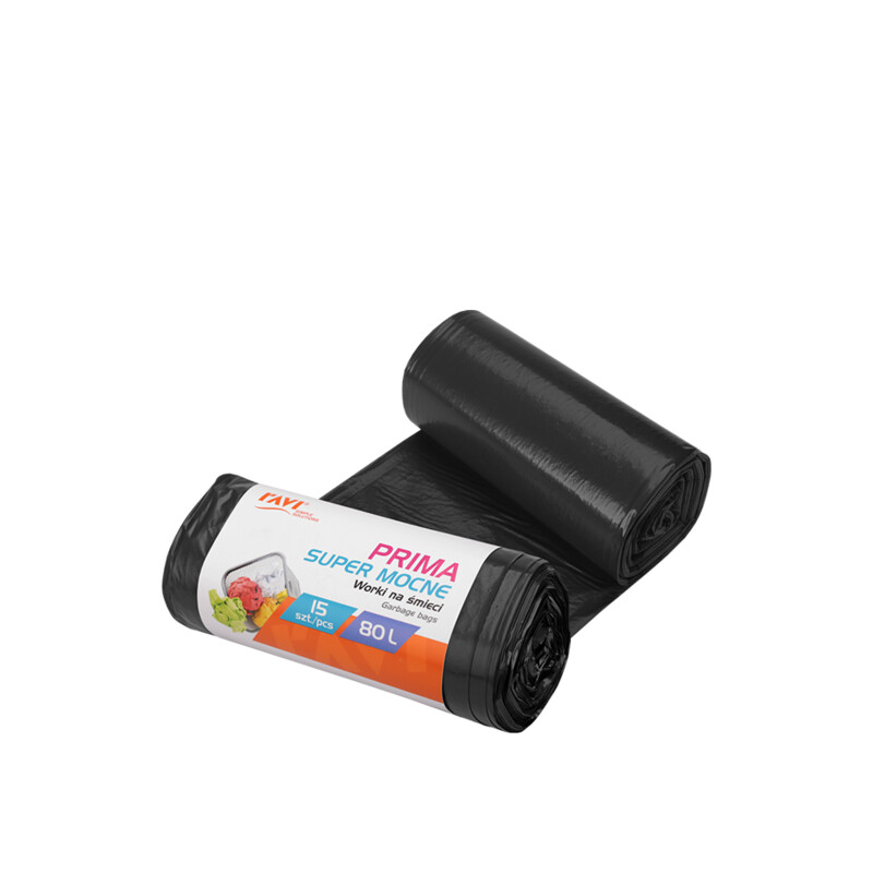 Worki na śmieci PRIMA 80 l LDPE czarne, 15 szt.