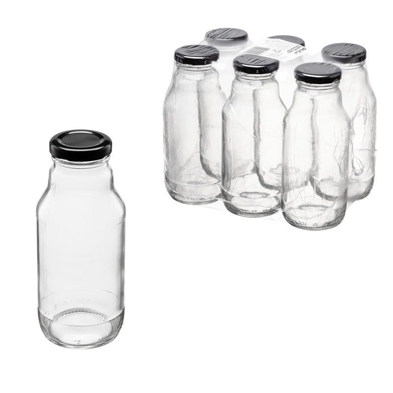 Butelka 330 ml z zakrętką fi43 6 szt.