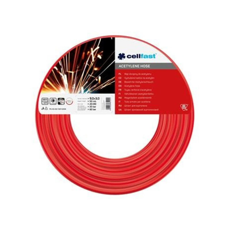 Wąż do Acetylenu 9,0 mm x 3,0 mm 60 mb /stojak/ 20-682