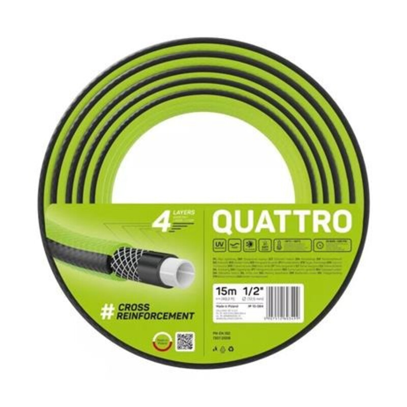 Wąż ogrodowy 4 warstwowy quattro 1/2" 15mb 10-064