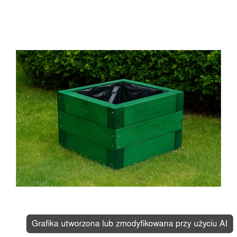 Donica drewniana prostokątna ZIELONA