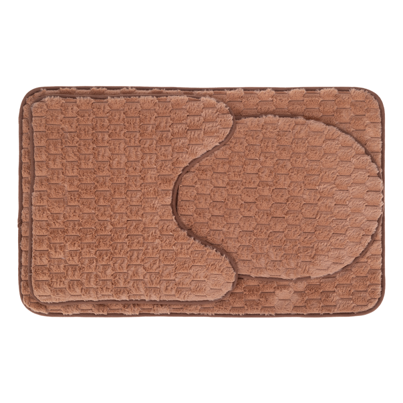 Komplet dywaników łazienkowych ANDORA 50 × 80 / 45 × 45 / 45 × 36 cm – 3 elementy, brązowy