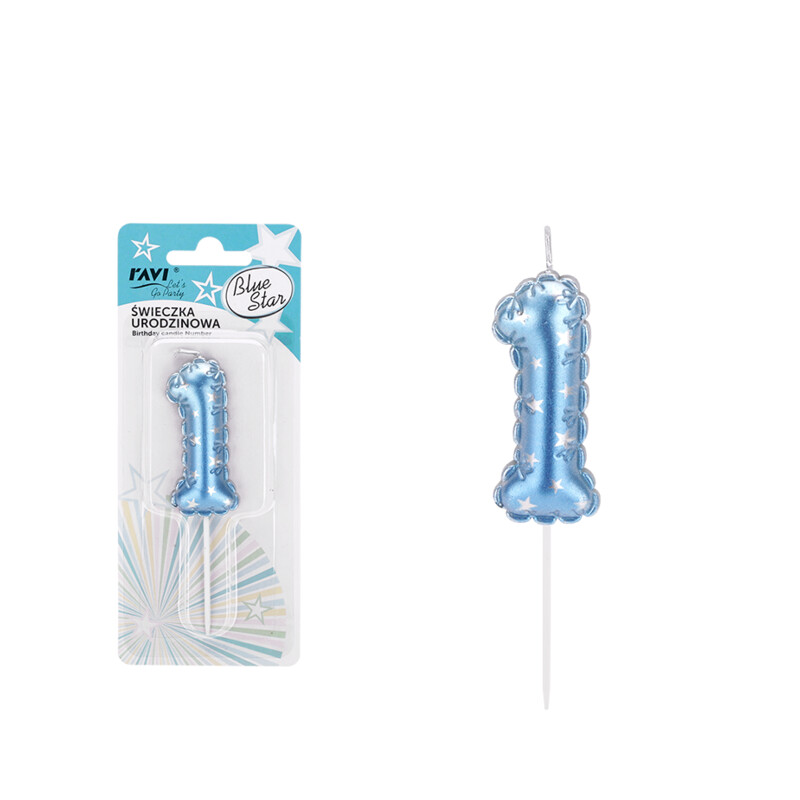 Świeczka urodzinowa BLUE STAR Cyferka 1