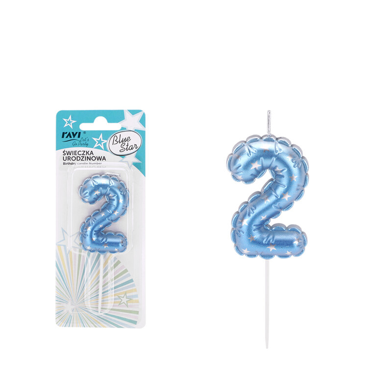 Świeczka urodzinowa BLUE STAR Cyferka 2