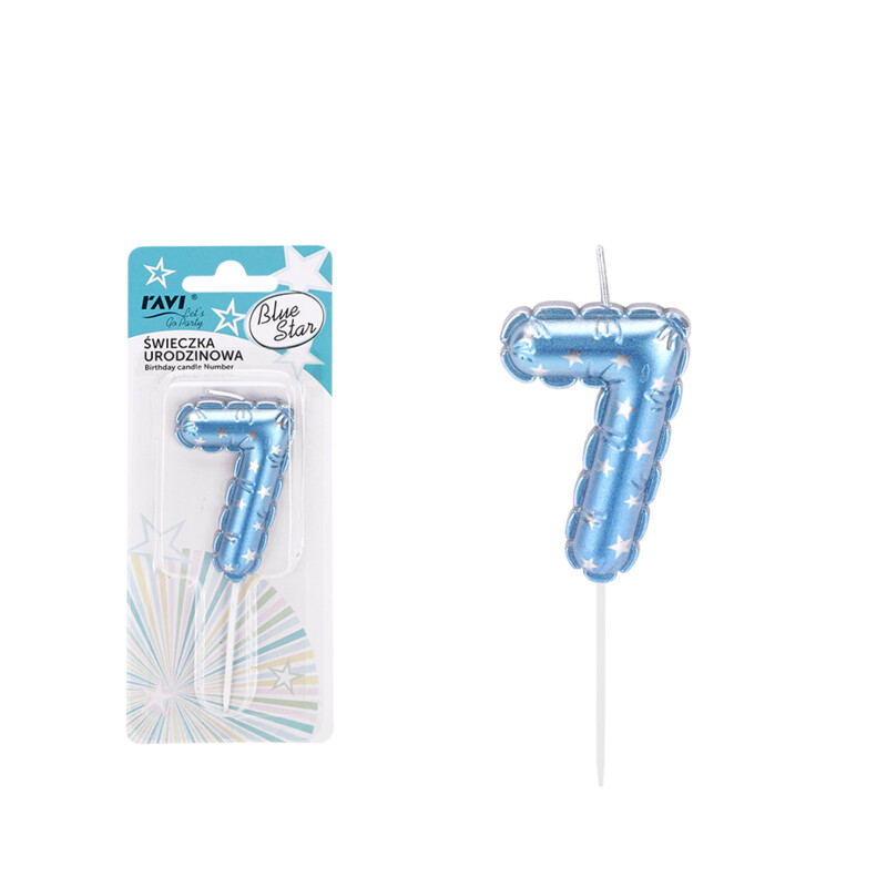 Świeczka urodzinowa BLUE STAR Cyferka 7