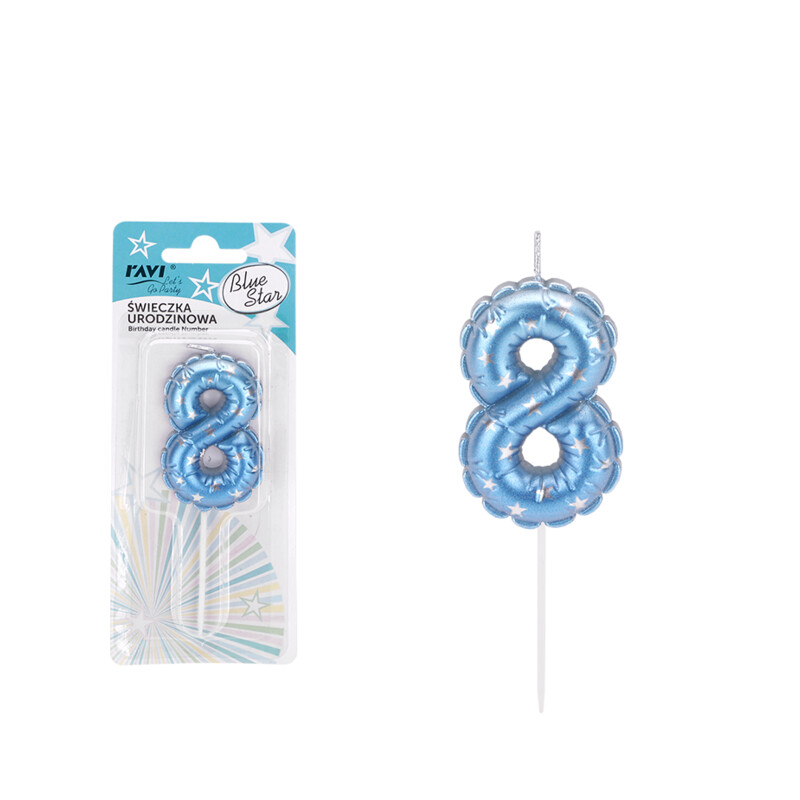 Świeczka urodzinowa BLUE STAR Cyferka 8