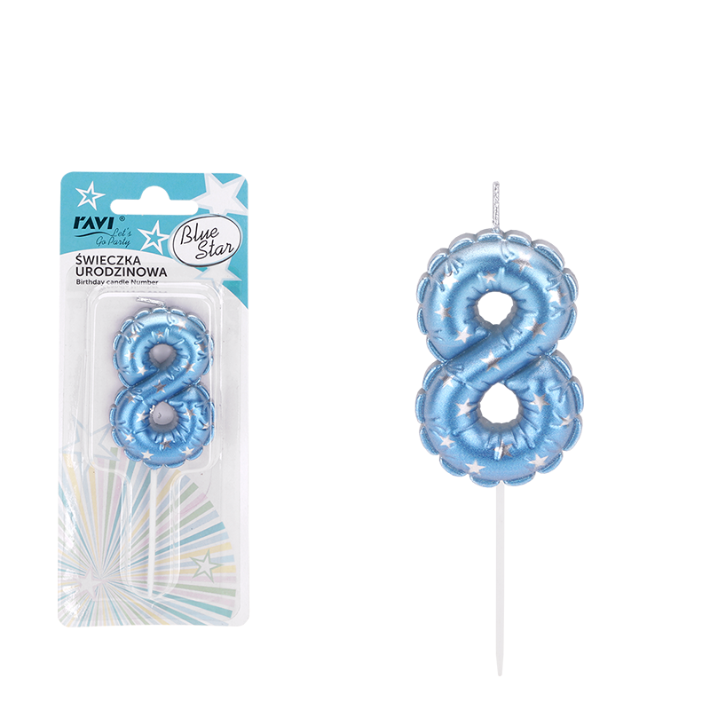 Świeczka urodzinowa BLUE STAR Cyferka 8