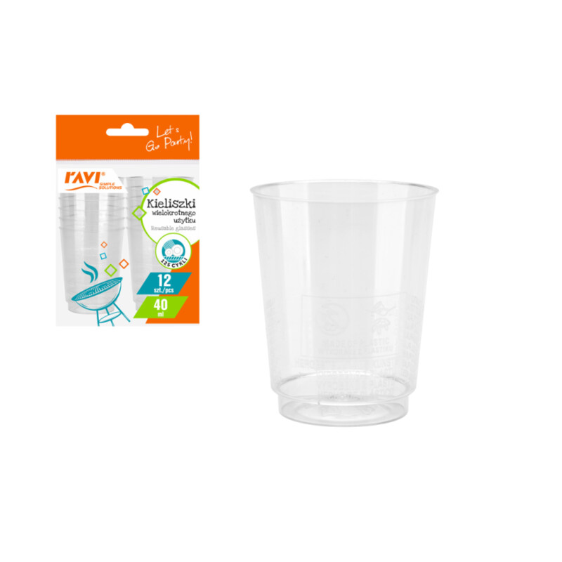 Kieliszki wielokrotnego użytku 40 ml, 12 szt.