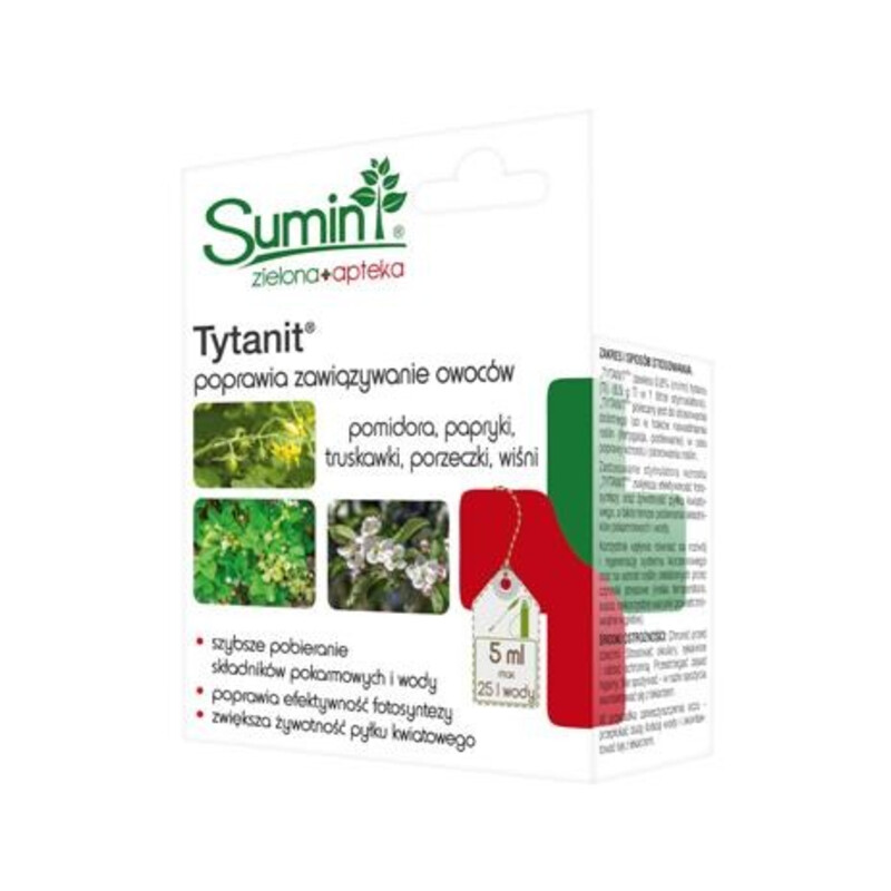 Tytanit 5 ml poprawia zawiązywanie owoców pomidora, papryki, truskawki, porzeczki i wiśni