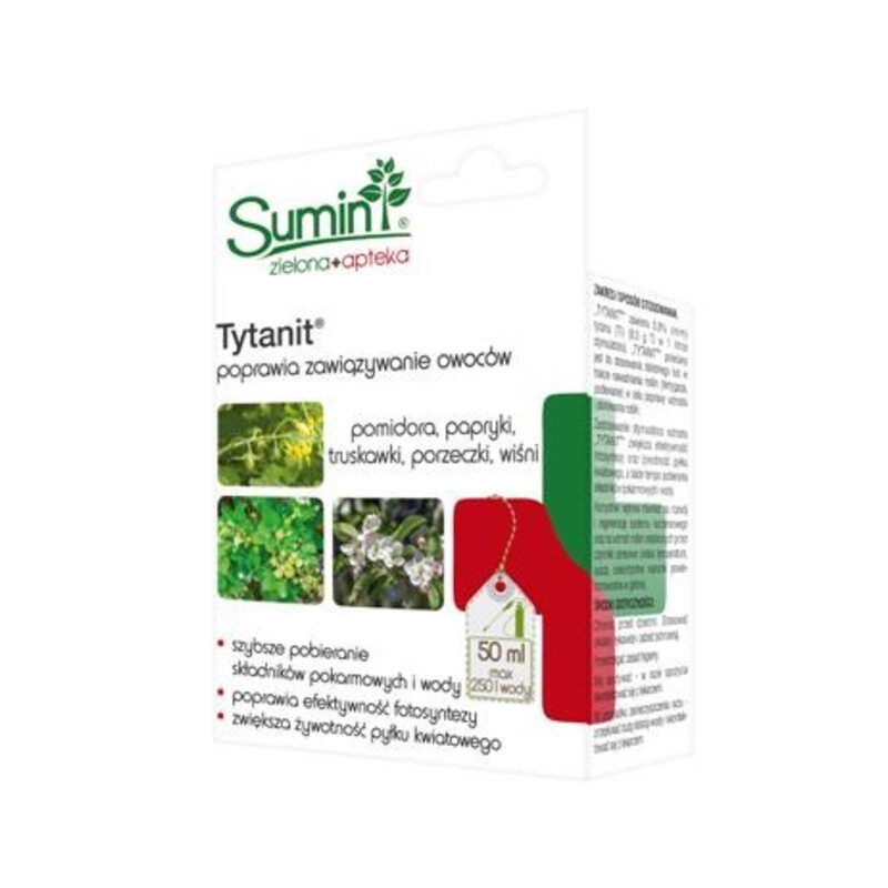 Tytanit 50 ml poprawia zawiązywanie owoców pomidora, papryki, truskawki, porzeczki i wiśni