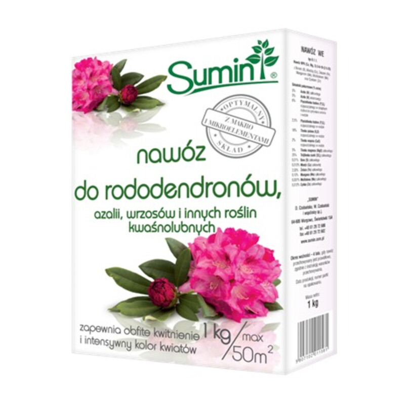 Nawóz do rododendronów, azali, wrzosów i innych roślin kwaśnolubnych 1 kg optymalny skład