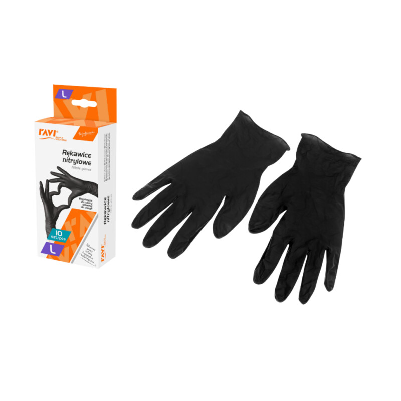 Rękawice nitrylowe BLACK, rozmiar L – – 10 szt.